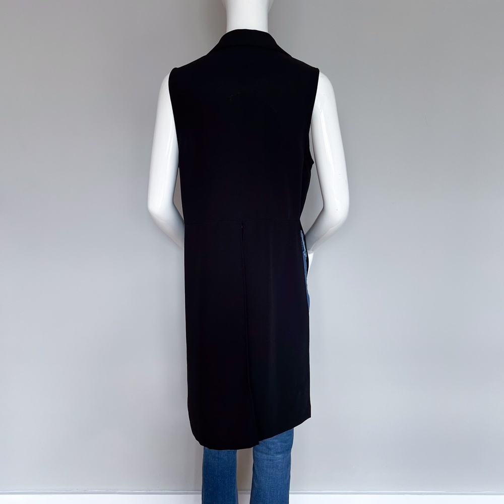 BCBG MAXAZRIA Tasha Black Long Vest Tie Open Front Duster Cardigan Sleeveless S - Picture 5 of 14